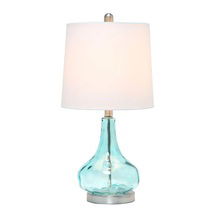 Online Designer Bedroom Lalia Home Rippled Glass Table Lamp With Fabric Shade, Blue