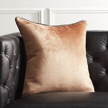 Online Designer Living Room 18" Copper Crushed Velvet Pillow with Feather-Down Insert