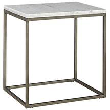 Online Designer Living Room Alana Steel and White Marble Top Rectangular End Table 