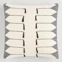 Online Designer Combined Living/Dining Black Embroidered Tassel Throw Pillow