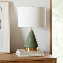 Online Designer Bedroom Metalized Glass Table Lamp + USB, Small, Green, Set of 2