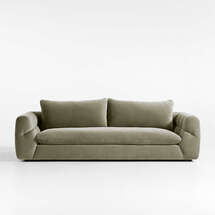 Online Designer Combined Living/Dining Cambria Green Velvet Sofa 96"