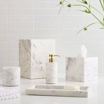 Online Designer Bathroom Set of 5 - Soap Pump, Waste Bin, Tissue Box, Canister, Tank Tray