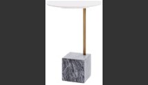 Online Designer Combined Living/Dining Cube C-Side Table - White/Gray Marble