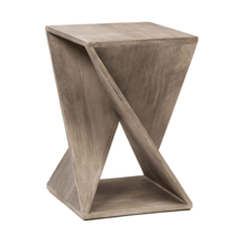 Online Designer Bedroom Prado 16" Square Twisted Mango Wood Side Table In A Grey Wash Finish