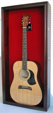 Online Designer Bedroom Large Display Acoustic Guitar Case Cabinet, Most Guitars Fit, Lockable, Mahogany Finish