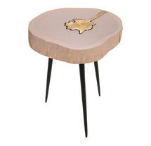 Online Designer Bedroom TIMBER PINK AND BRASS SIDE TABLE