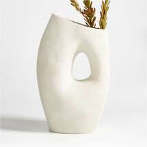 Online Designer Combined Living/Dining Clyborne Textured White Ceramic Vase 16"