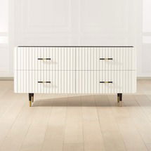 Online Designer Bedroom CRIMPED WHITE LOW DRESSER