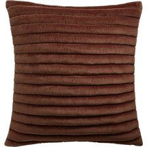 Online Designer Living Room 18" channeled sienna red velvet pillow with feather-down insert