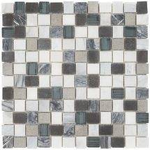 Online Designer Bathroom Esker Oxford Gray 1" Squares Marble & Glass Tile