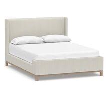 Online Designer Bedroom Jake Upholstered Platform Sleigh Bed with Wood Legs