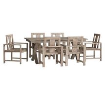 Online Designer Patio Indio X-Base Extending Dining Table & Arm Chair Dining Set - Gray