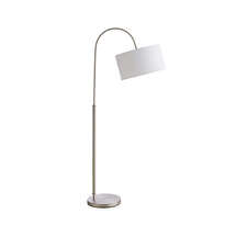 Online Designer Living Room Petite Brushed Nickel Adjustable Arc Floor Lamp