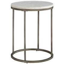 Online Designer Living Room Alana Steel and White Marble Top Round End Table 