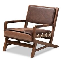 Online Designer Combined Living/Dining Giovanny Faux Leather Upholstered Wood Lounge Chair