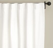 Online Designer Bedroom Emery Linen/Cotton Pole-Pocket Blackout Curtain - white