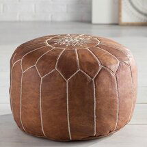 Online Designer Living Room Inara Round Pouf Leather Ottoman