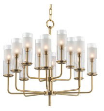 Online Designer Hallway/Entry Aged Brass Wentworth 12 Light Chandelier, Brass