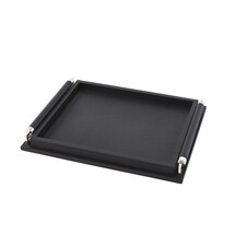 Online Designer Dining Room Walesk Handle Tray-Black Leather-Sm