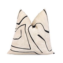 Online Designer Living Room Kelly Wearstler Graffito Pillow Cover, Cream and Black, Striped Accent, Cushion Sham, Cream Pillows, Designer Cushion Graffito Linen Onyx