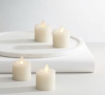 Online Designer Bedroom Premium Flickering Flameless Wax Votive Candles, Ivory - Set of 4