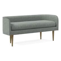 Online Designer Business/Office Celine Bench, Distressed Velvet, Mineral Gray, Brass