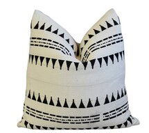 Online Designer Combined Living/Dining Malian Mud Cloth & Linen Tribal Pillow