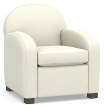 Online Designer Combined Living/Dining Farmhouse Upholstered Armchair, Ivory, Performance Heathered Basketweave