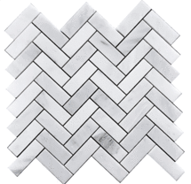 Online Designer Living Room Carrara Pietra Herringbone 1x3" Honed Marble Mosaic Tile