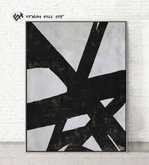 Online Designer Living Room Black White Abstract Painting,