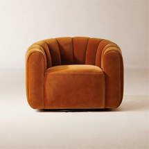 Online Designer Combined Living/Dining FITZ CHANNELED RUSSET VELVET SWIVEL CHAIR