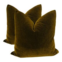 Online Designer Living Room Stunning Olive Brown Down Filled Mohair Pillows - a Pair