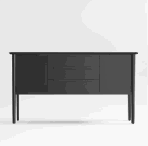 Online Designer Combined Living/Dining Tate Black Wood Midcentury Sideboard