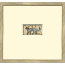 Online Designer Living Room 'Blue Cat - Mennonite Ledger Drawing' - Picture Frame Painting Print on Paper