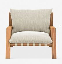 Online Designer Other Luana Coastal Beige Cushion Natural Teak Wood Outdoor Lounge Arm Chair