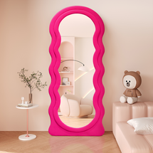 Online Designer Combined Living/Dining Wavy Manufactured Wood Wavy Full Length Mirror