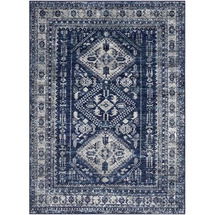 Online Designer Living Room Ranck Distressed Vintage Navy/Cyan Area Rug