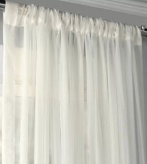 Online Designer Living Room Carissia Solid Sheer Rod Pocket Single Curtain Panel, Off-White