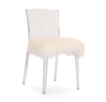 Online Designer Bedroom ALAIN CLEAR SIDE CHAIR WITH TIBETAN FUR