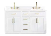 Online Designer Bathroom Ravenna 60'' Double Bathroom Vanity with Engineered Stone Top