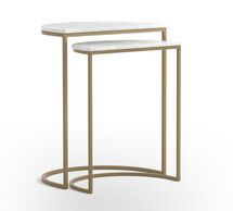 Online Designer Combined Living/Dining Marla Demilune Marble Nesting Tables