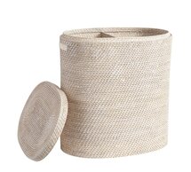 Online Designer Bathroom Tava Handwoven Rattan Divided Hamper