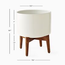 Online Designer Combined Living/Dining Mid-Century Turned Wood Leg Planters