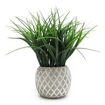 Online Designer Living Room 10'' Faux Grass in Ceramic Pot