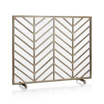 Online Designer Living Room Chevron Brass Fireplace Screen