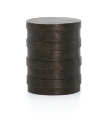 Online Designer Bedroom TRELLO DRUM END TABLE-TEXTURED BRASS