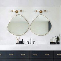 Online Designer Bathroom Irregular Wall Mirror Brass Framed Wall Mirror For Living Room Bedroom Bathroom Entryway Wall Decor 27.8" 28.2"