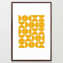 Online Designer Combined Living/Dining Mid Century Modern Geometric 04 Yellow Framed Art Print