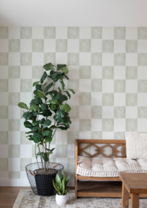 Online Designer Nursery Plaid wallpaper, checkered wallpaper, geometric wallpaper, watercolor wallpaper, watercolour wallpaper, green wallpaper